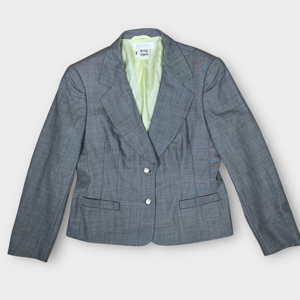 Vintage Escada Margaretha Ley Blazer Women 42 Grey New Wool Made in Germany‎